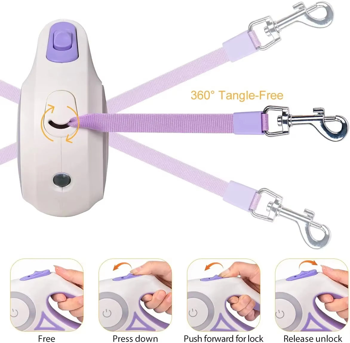3M / 5M Automatic Retractable LED Dog Leash with Flashlight at Night