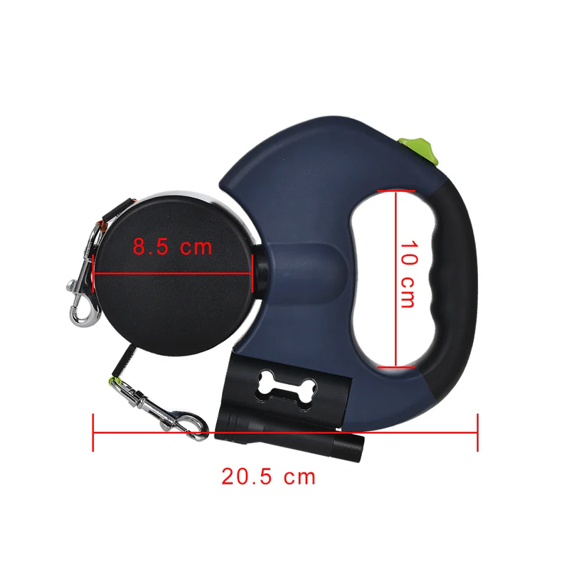 3M Retractable Dual Dog Leash with LED Light, 360 Swivel, No Tangle, Reflective Leads