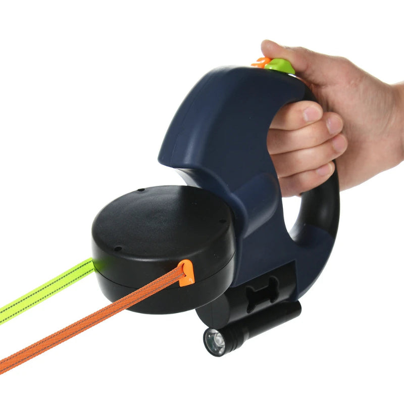 3M Retractable Dual Dog Leash with LED Light, 360 Swivel, No Tangle, Reflective Leads