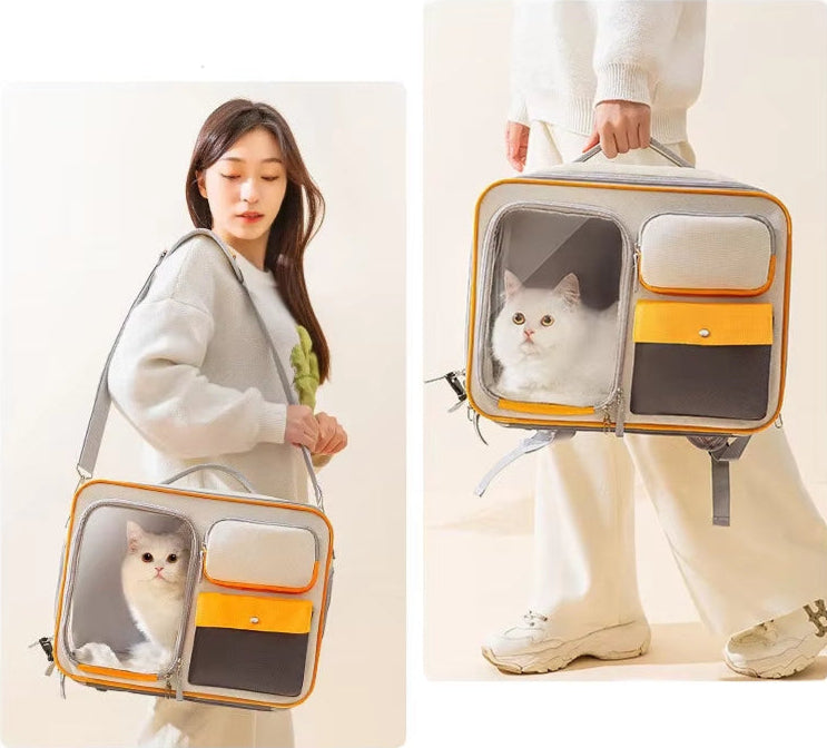 Multifunctional Pet Transport Backpack,Portable Travel Bag,Large Capacity,Three Sides Breathable,Cat Backpack,Thick and Durable