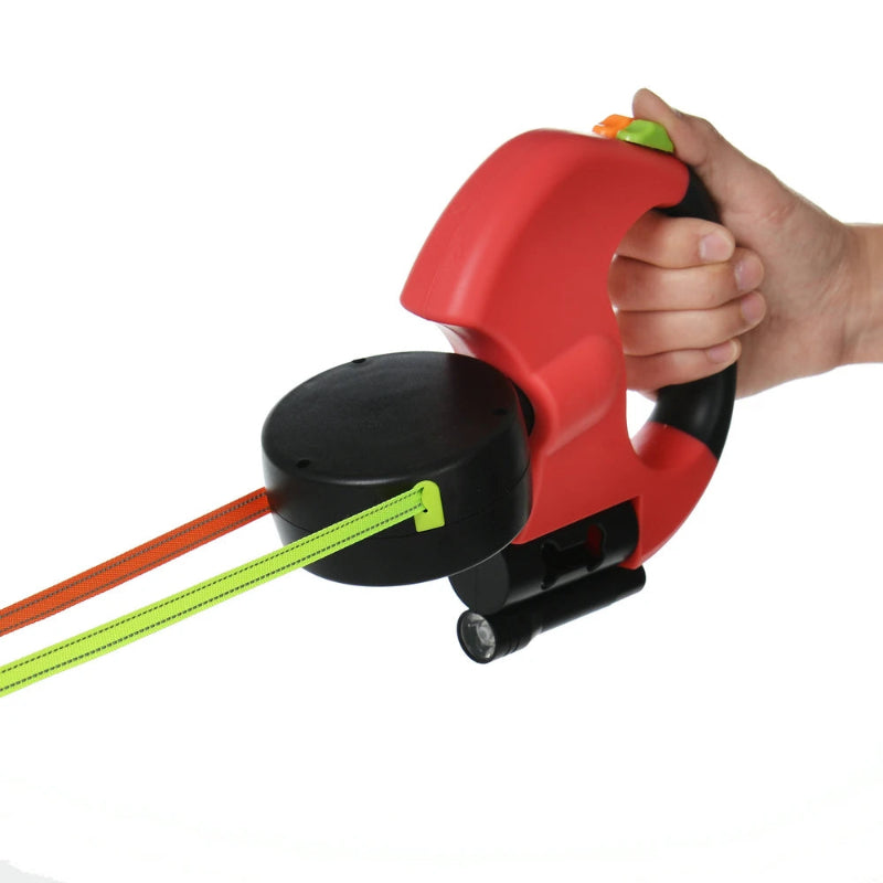 3M Retractable Dual Dog Leash with LED Light, 360 Swivel, No Tangle, Reflective Leads