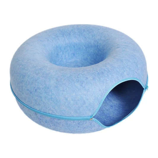 Donut Cat Bed for 2 Cats - Tunnel Kitten House Basket