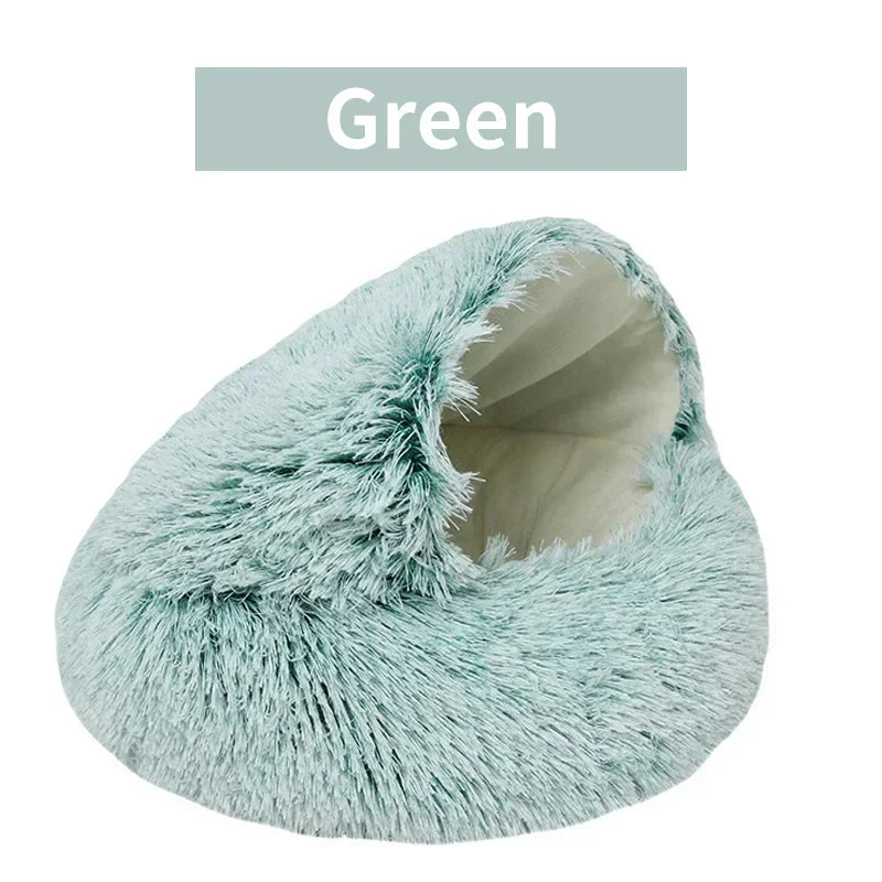 Winter Soft Plush Pet Bed with Cover round Cat Bed Pet Mattress Warm Cat Dog Sleeping Nest Cave for Small Dogs Kitten 2 in 1