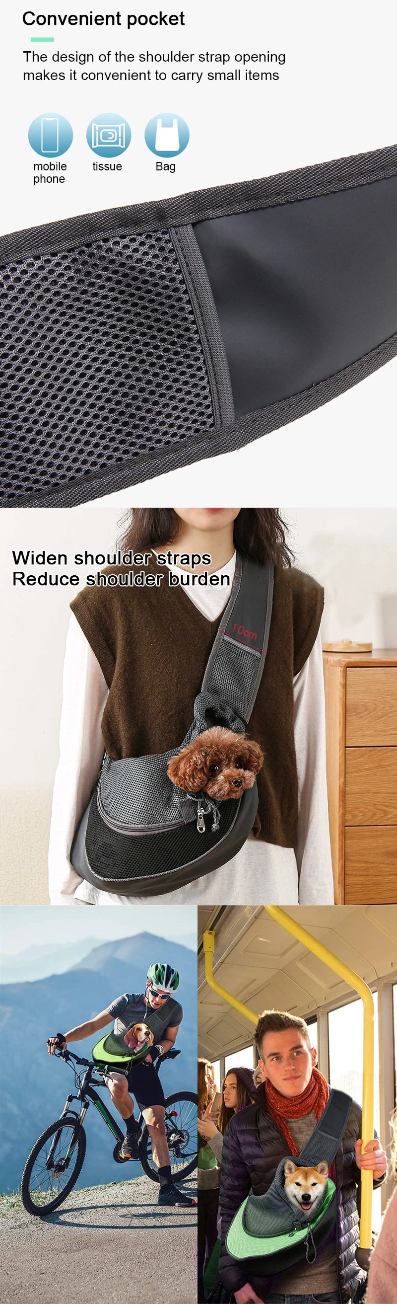 Pet Shoulder Carrier with Mesh Sling for Cats / Dogs