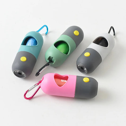Led Light Pet Poop Scooper Bag Dispenser for Dogs & Cats Clean Accessories