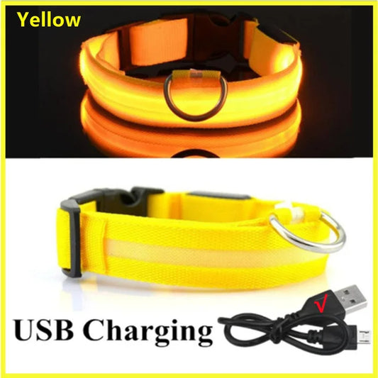 LED Glowing Dog Collar Adjustable Flashing Collar / Night Anti-Lost Dog Light Harness