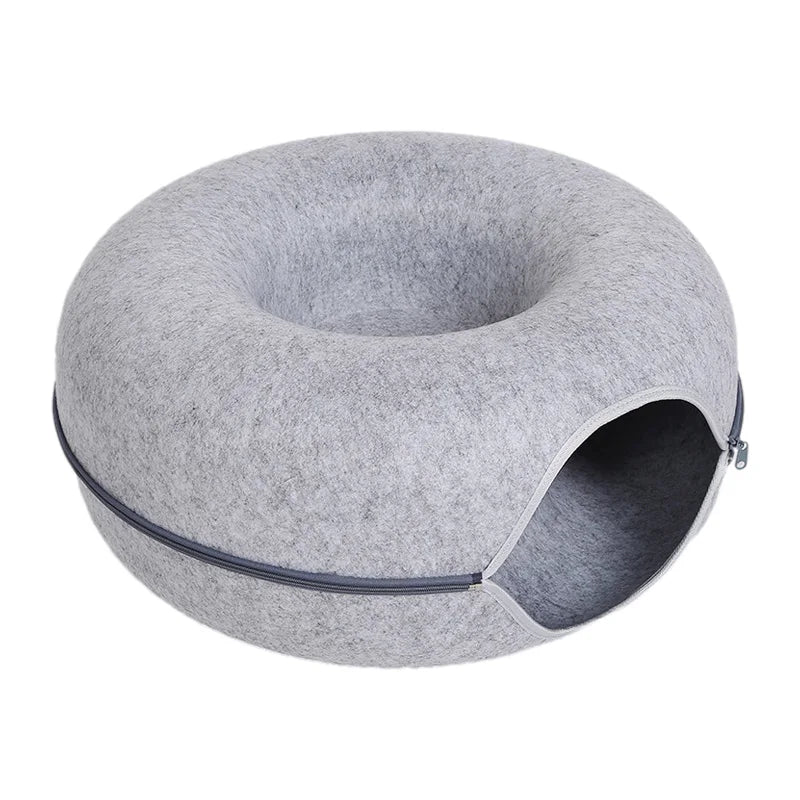 Donut Cat Bed for 2 Cats - Tunnel Kitten House Basket