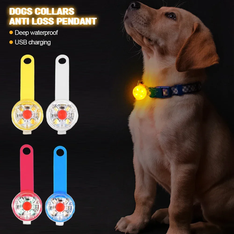 Dog Collar - Anti Loss LED Flashing Light Waterproof Rechargeable Pendant