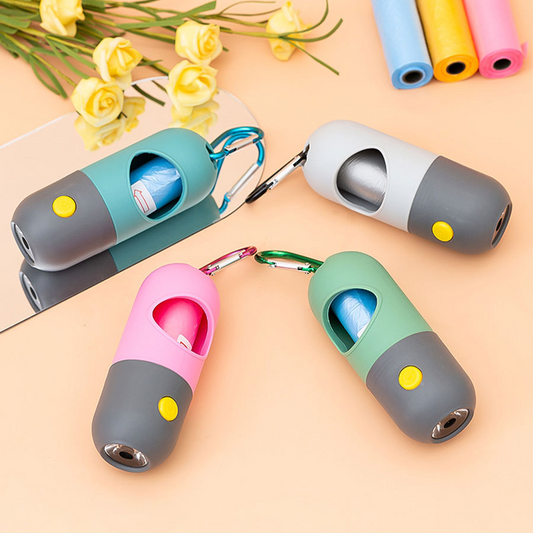 Led Light Pet Poop Scooper Bag Dispenser for Dogs & Cats Clean Accessories
