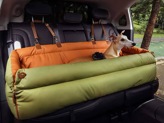 Deluxe Faux Leather Dog Car Seat Booster Bed