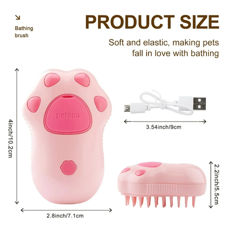 Pet Steam Brush 3 in 1  Electric Spray  Hair Brush Comb Massage Grooming Tool