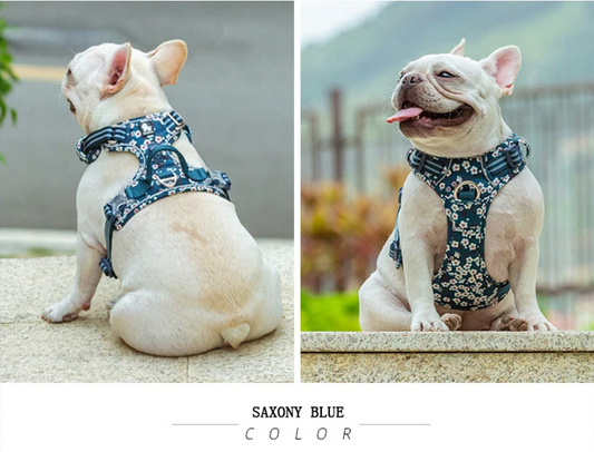 Pet Harness Floral No Pull Cotton Fabric Breathable and Reflective