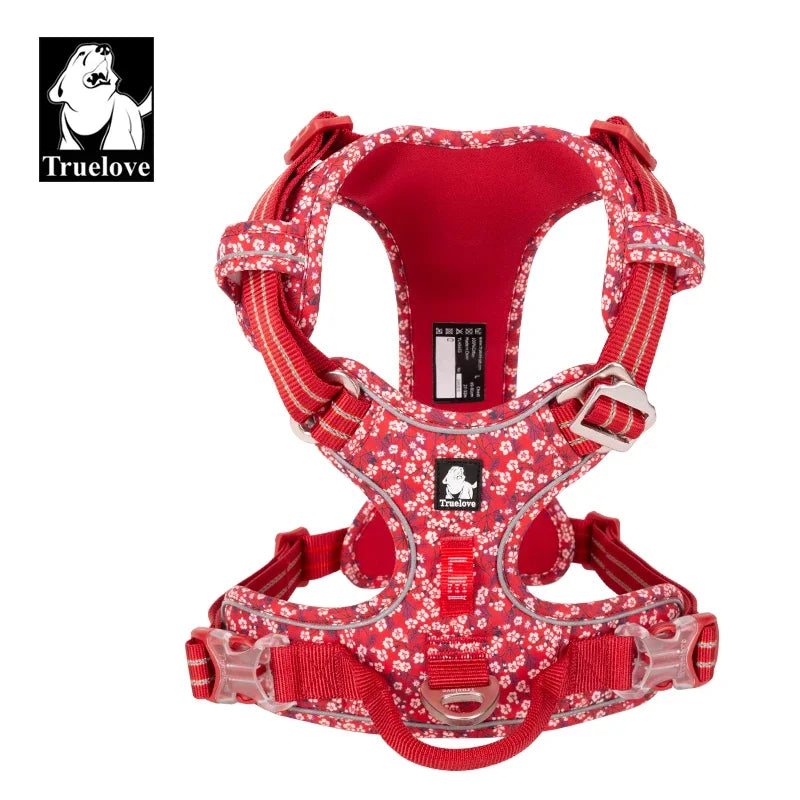 Pet Harness Floral No Pull Cotton Fabric Breathable and Reflective