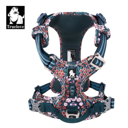 Pet Harness Floral No Pull Cotton Fabric Breathable and Reflective