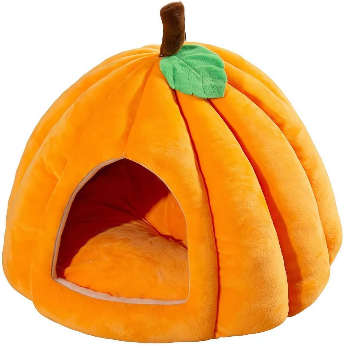 Pumpkin Cat Bed Halloween Cat House enclosed design with an entrance