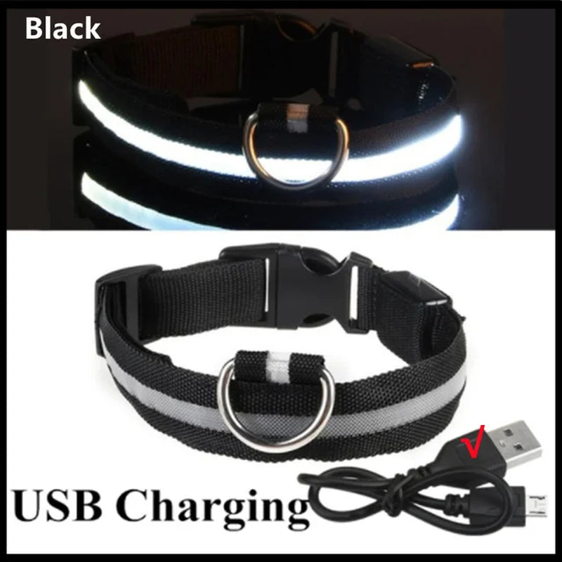 LED Glowing Dog Collar Adjustable Flashing Collar / Night Anti-Lost Dog Light Harness