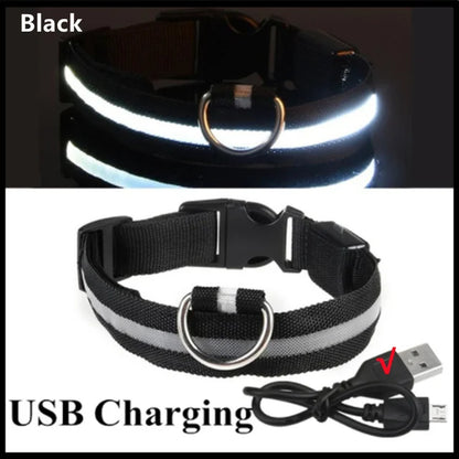 LED Glowing Dog Collar Adjustable Flashing Collar / Night Anti-Lost Dog Light Harness