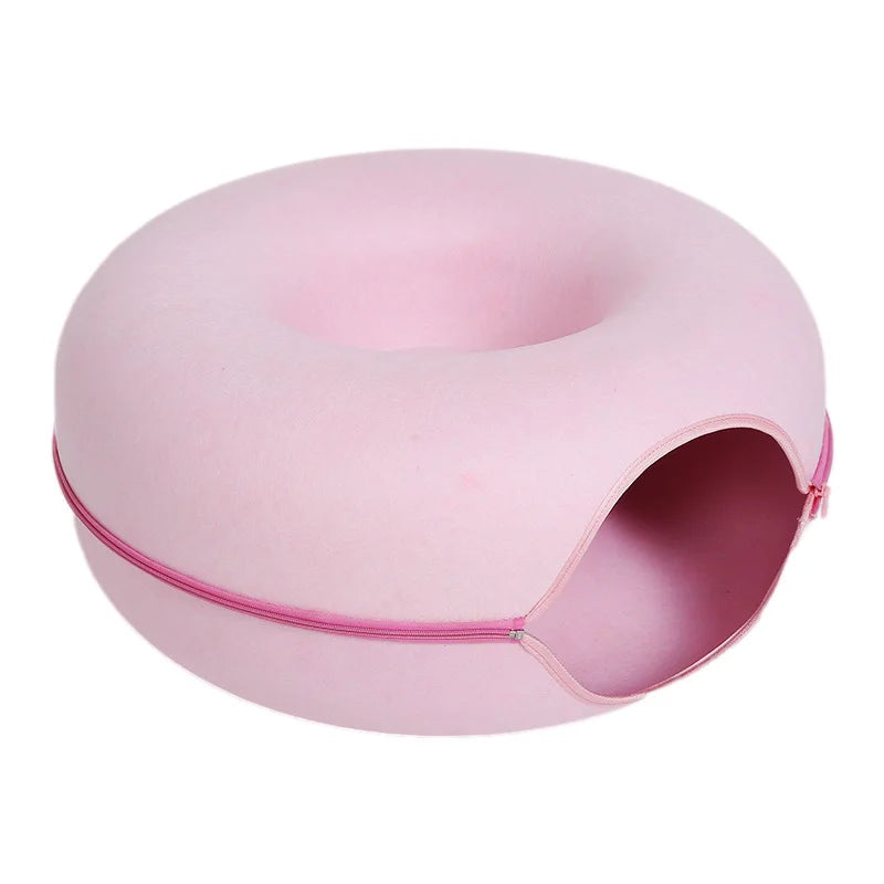 Donut Cat Bed for 2 Cats - Tunnel Kitten House Basket