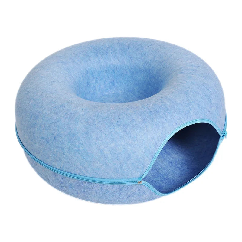 Donut Cat Bed for 2 Cats - Tunnel Kitten House Basket