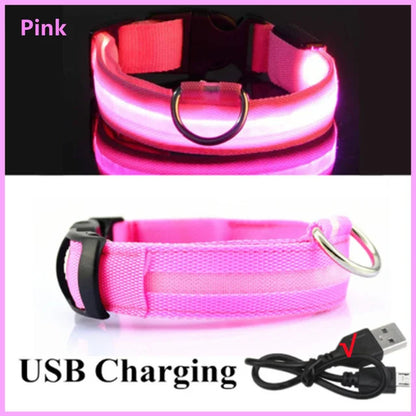 LED Glowing Dog Collar Adjustable Flashing Collar / Night Anti-Lost Dog Light Harness