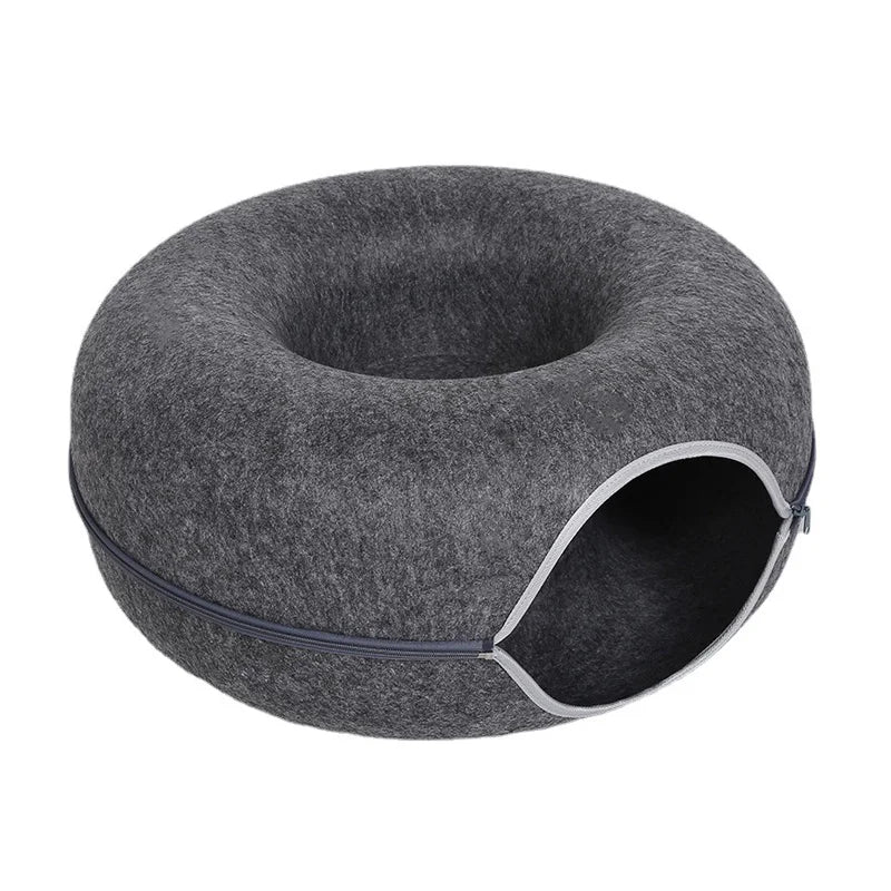 Donut Cat Bed for 2 Cats - Tunnel Kitten House Basket