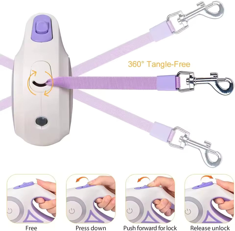 3M / 5M Automatic Retractable LED Dog Leash with Flashlight at Night
