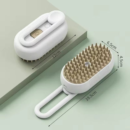 3 in 1 Pet Steam Brush Electric Spray Comb Massage Grooming Tool USB Charging