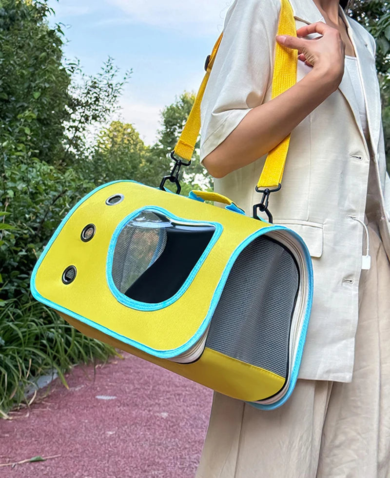 Portable Outdoor Pet Carrier Bag for Small Dogs and Cats, Foldable and Breathable