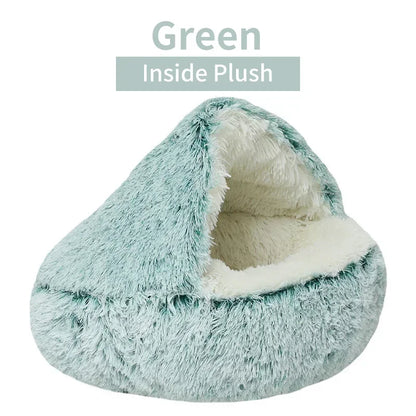 Winter Soft Plush Pet Bed with Cover round Cat Bed Pet Mattress Warm Cat Dog Sleeping Nest Cave for Small Dogs Kitten 2 in 1