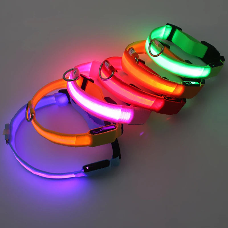 LED Glowing Dog Collar Adjustable Flashing Collar / Night Anti-Lost Dog Light Harness