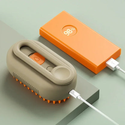 3 in 1 Pet Steam Brush Electric Spray Comb Massage Grooming Tool USB Charging