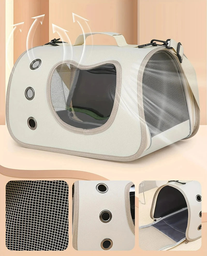 Portable Outdoor Pet Carrier Bag for Small Dogs and Cats, Foldable and Breathable