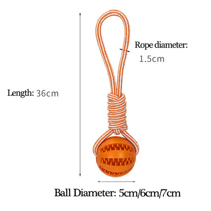 Dog Rope Interactive Bite Resistant Ball with Slots for Leaking out Snacks