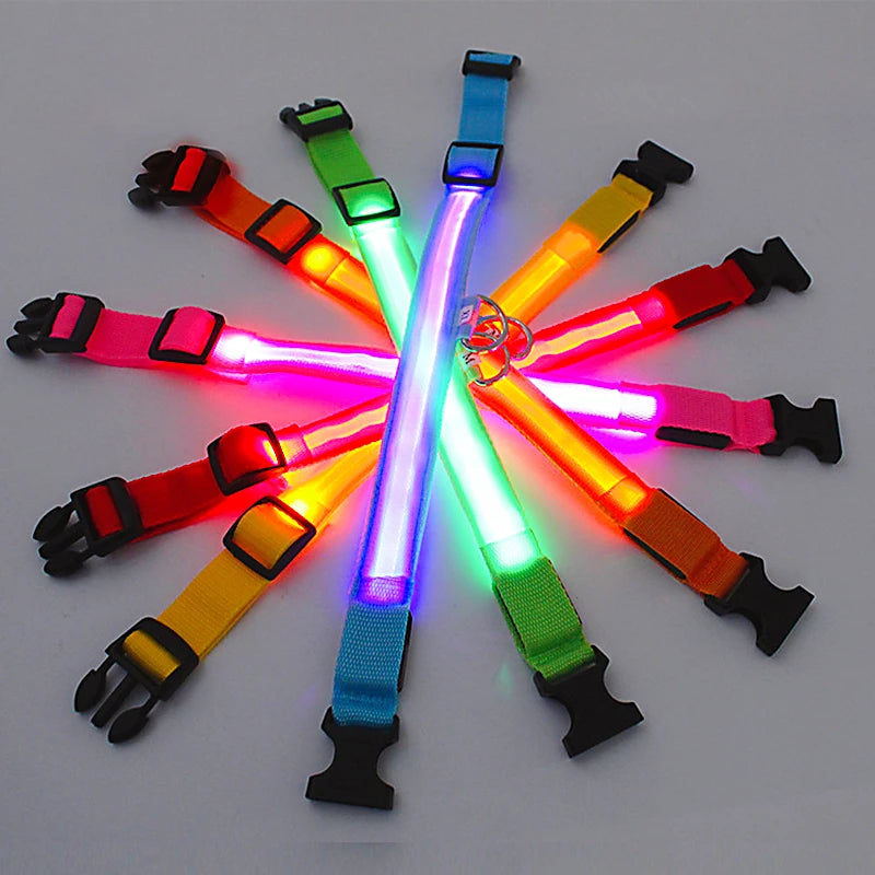 LED Glowing Dog Collar Adjustable Flashing Collar / Night Anti-Lost Dog Light Harness