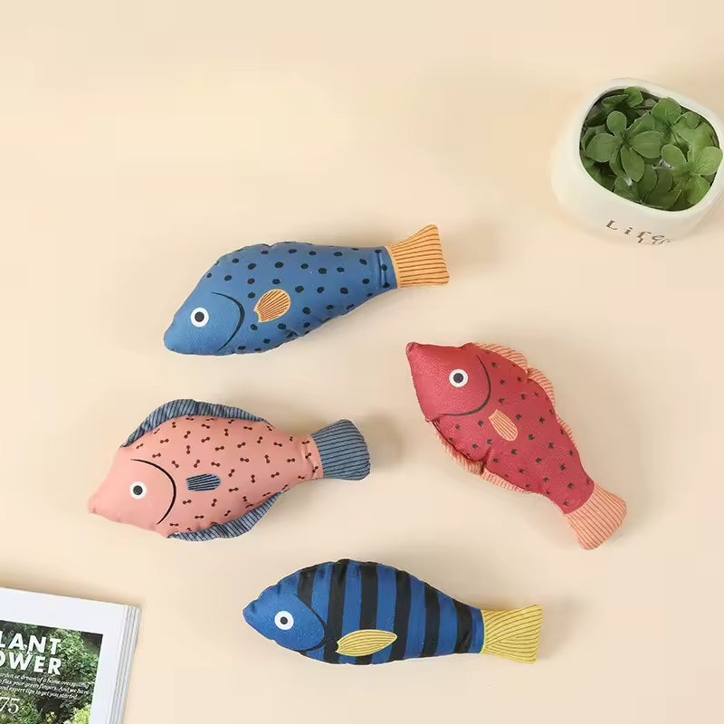 Simulation Fish Cat Toys Interactive Training Entertainment Plush Stuffed Fish Pet Chew Toys