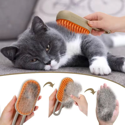 3 in 1 Pet Steam Brush Electric Spray Comb Massage Grooming Tool USB Charging