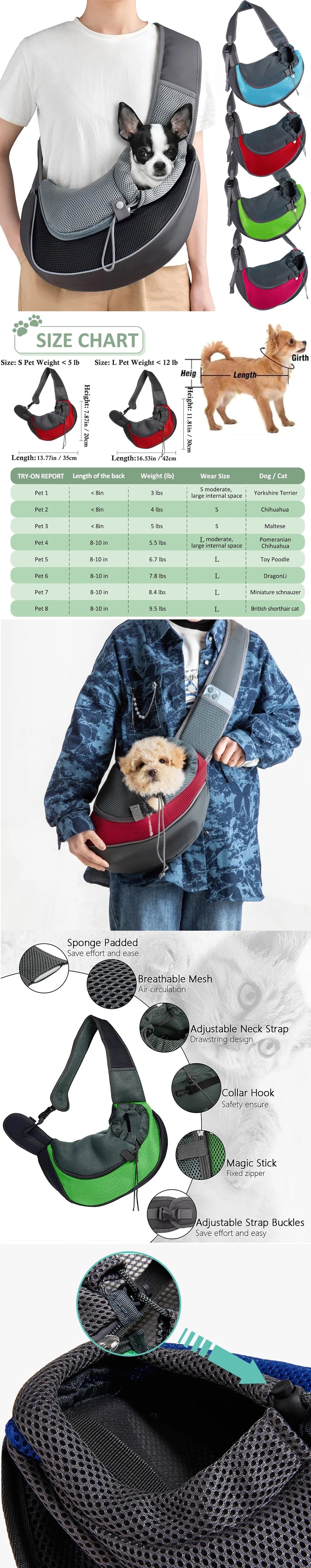 Pet Shoulder Carrier with Mesh Sling for Cats / Dogs