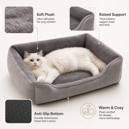Pet Cat and Puppy Bed Cushion Sofa Warm House Candy-Colored Square Nest