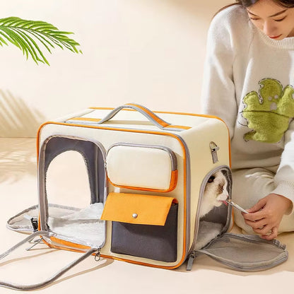 Multifunctional Pet Transport Backpack,Portable Travel Bag,Large Capacity,Three Sides Breathable,Cat Backpack,Thick and Durable