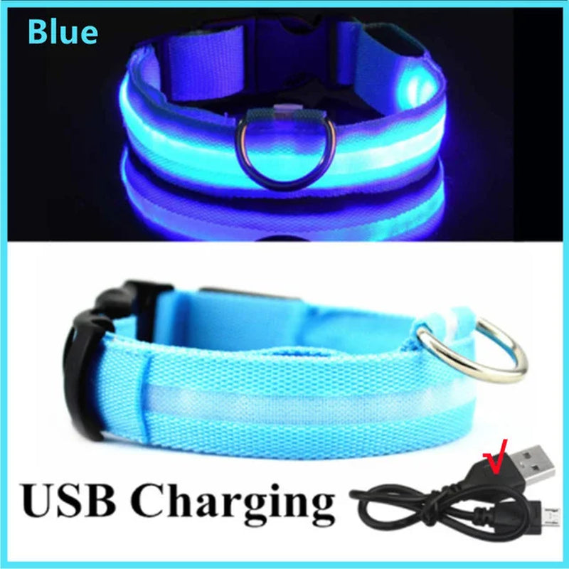 LED Glowing Dog Collar Adjustable Flashing Collar / Night Anti-Lost Dog Light Harness