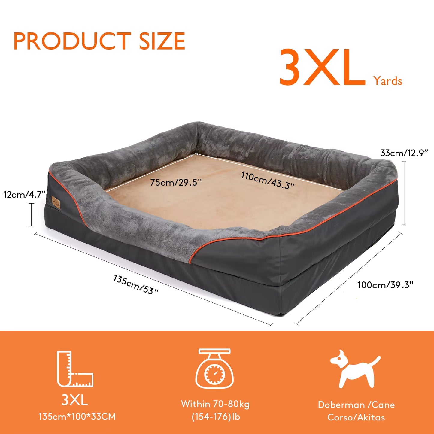 Jumbo Large Orthopedic Dog Bed 
